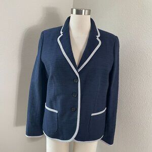 NEW 346 Brooks Brothers Womens 12 Navy Blazer Cotton Jacket Nautical‎ Preppy